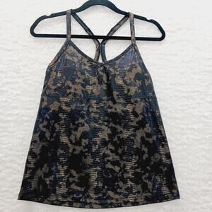 Tank Cami Animal Metallic Built-In Bra Mob Wife Glam Luxe Y2K Going-Out Top Sz L